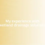 My experience with wetland drainage solutions
