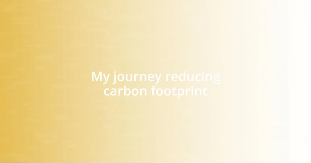 My journey reducing carbon footprint