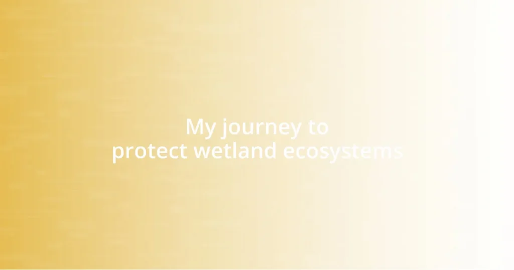 My journey to protect wetland ecosystems