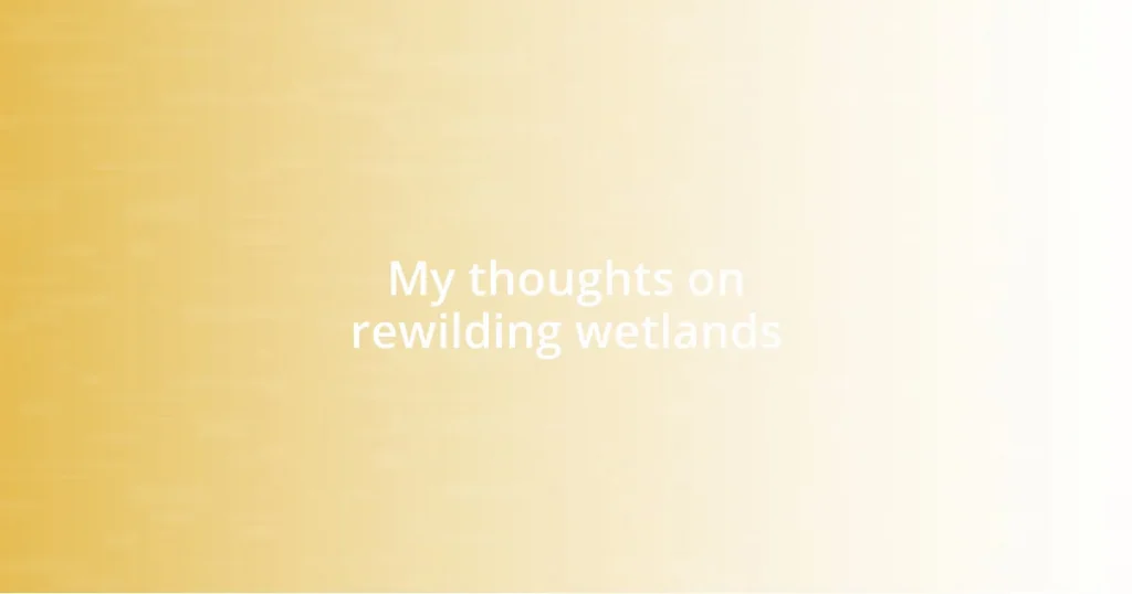My thoughts on rewilding wetlands
