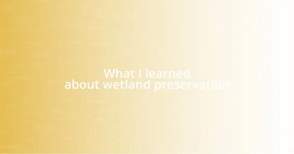 What I learned about wetland preservation