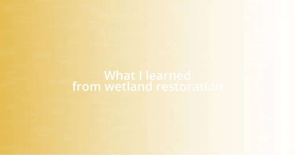 What I learned from wetland restoration