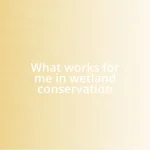 What works for me in wetland conservation