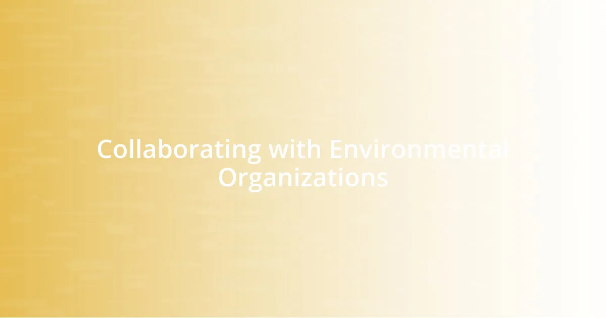 Collaborating with Environmental Organizations