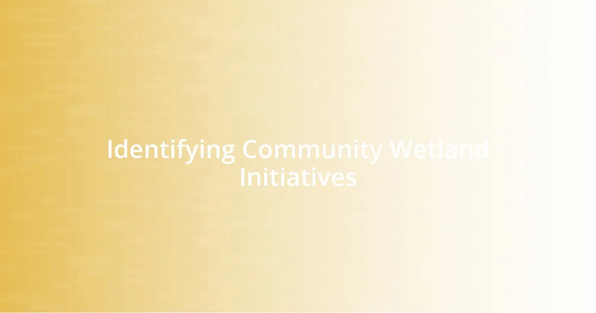 Identifying Community Wetland Initiatives