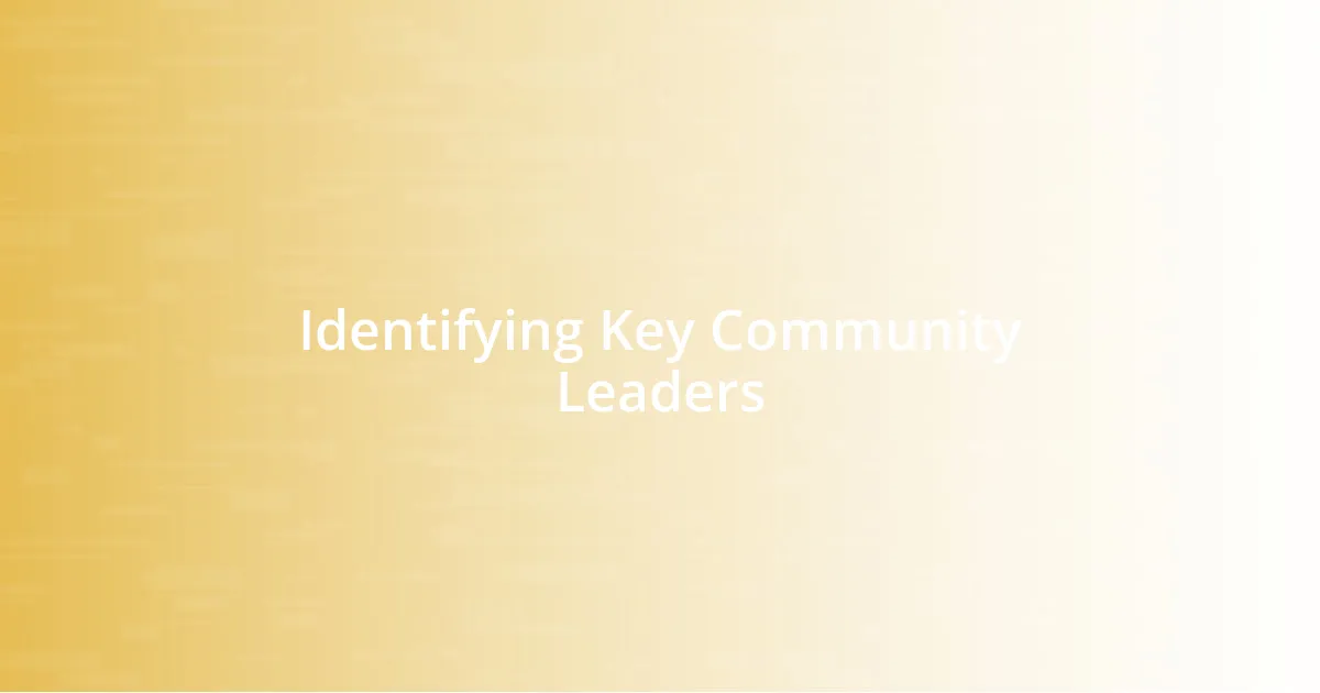 Identifying Key Community Leaders
