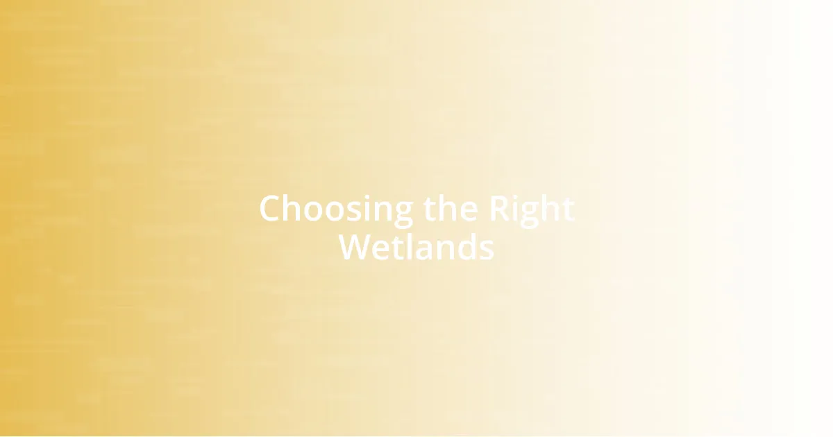 Choosing the Right Wetlands