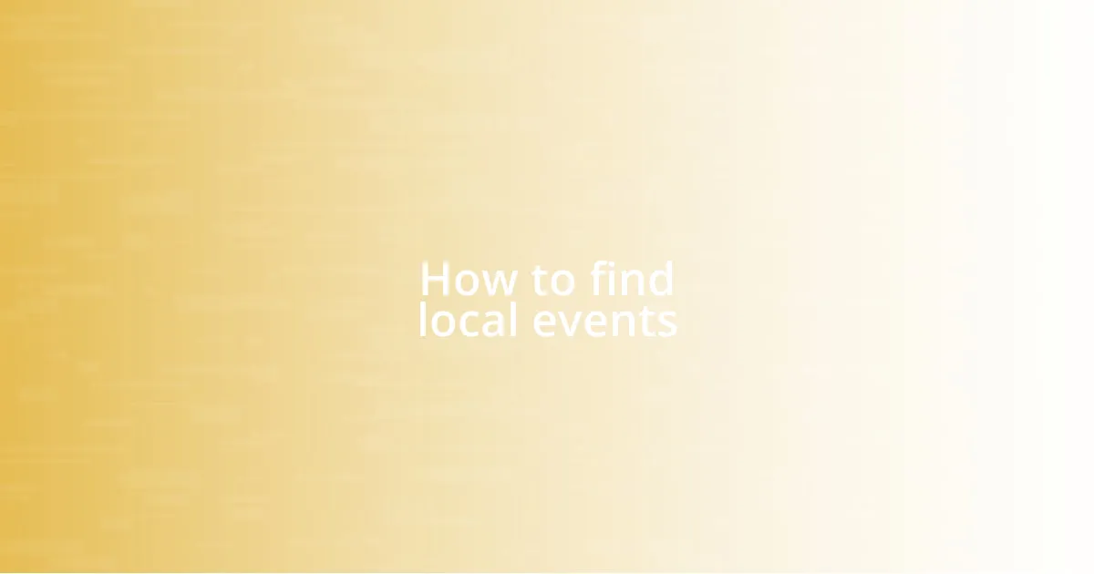How to find local events