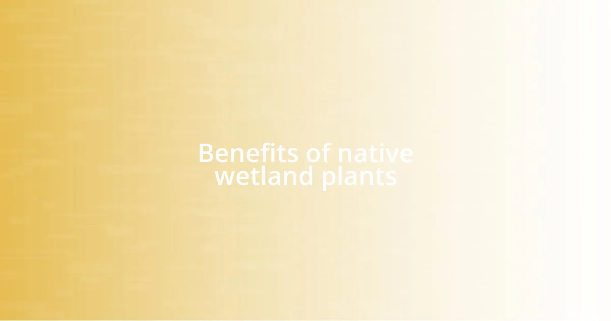 Benefits of native wetland plants