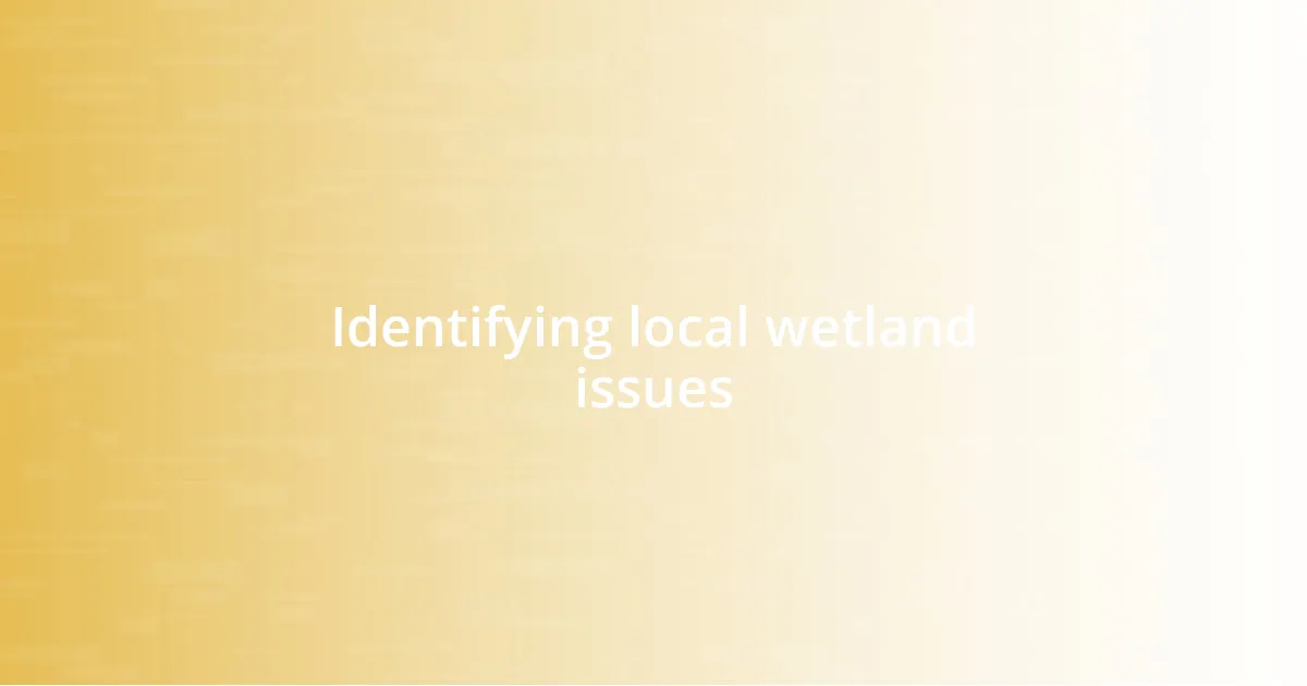 Identifying local wetland issues