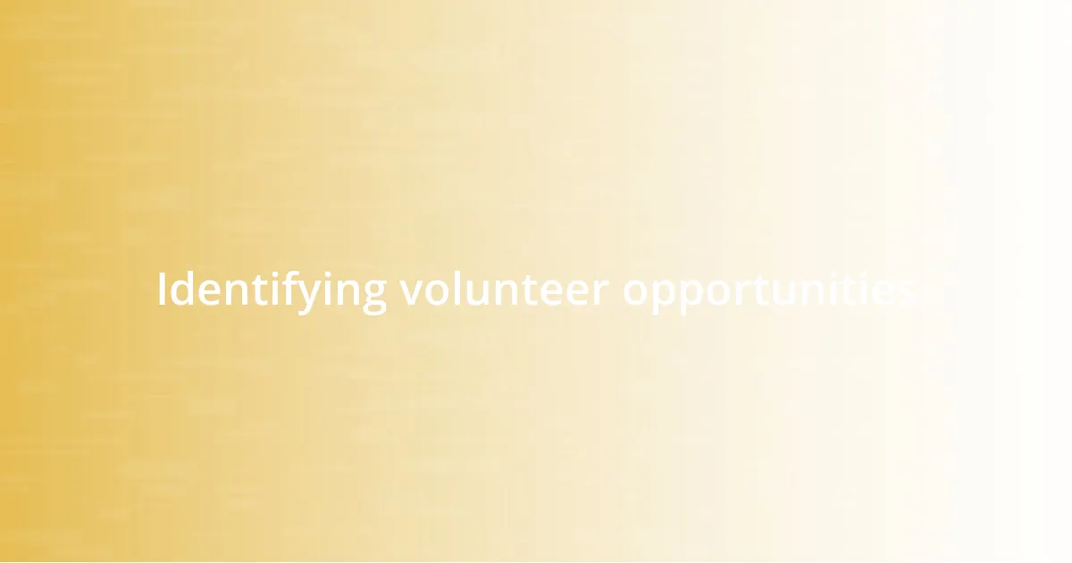 Identifying volunteer opportunities