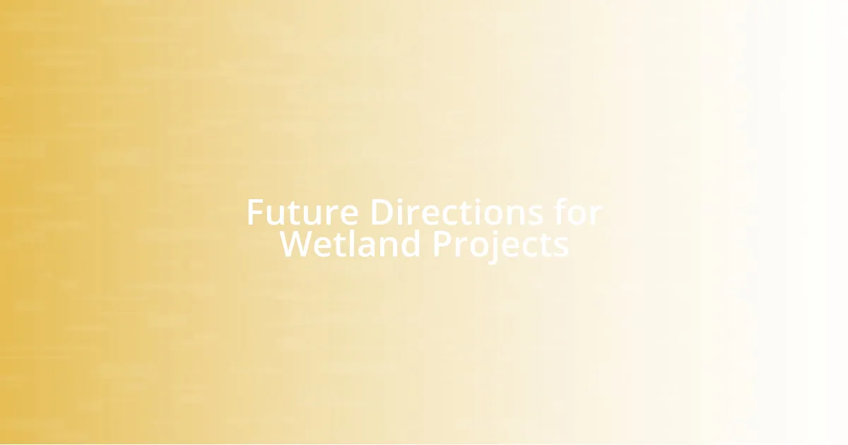 Future Directions for Wetland Projects
