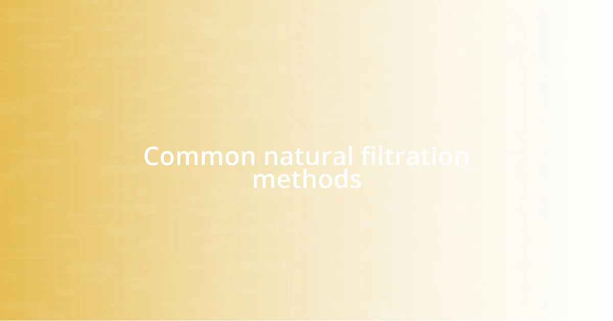 Common natural filtration methods