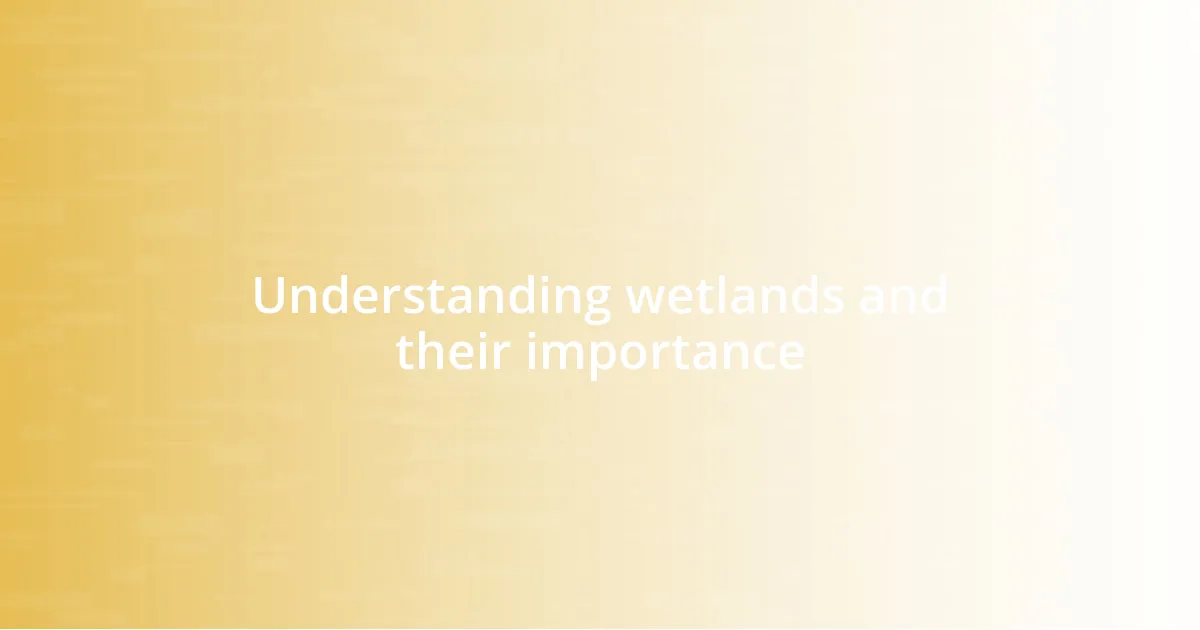 Understanding wetlands and their importance