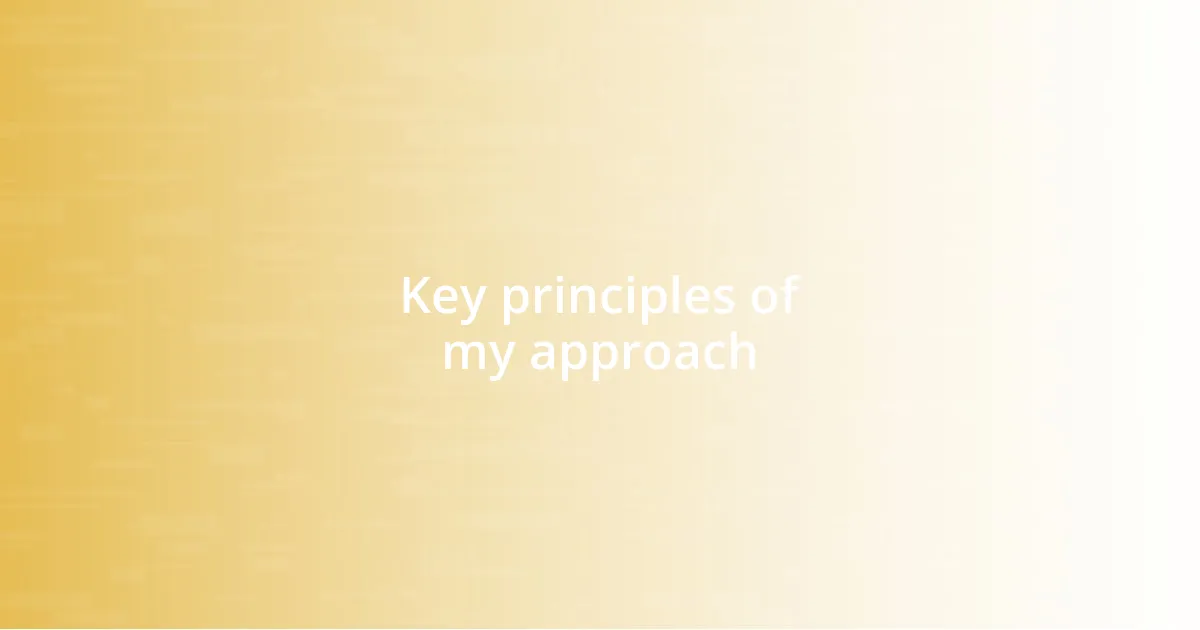 Key principles of my approach