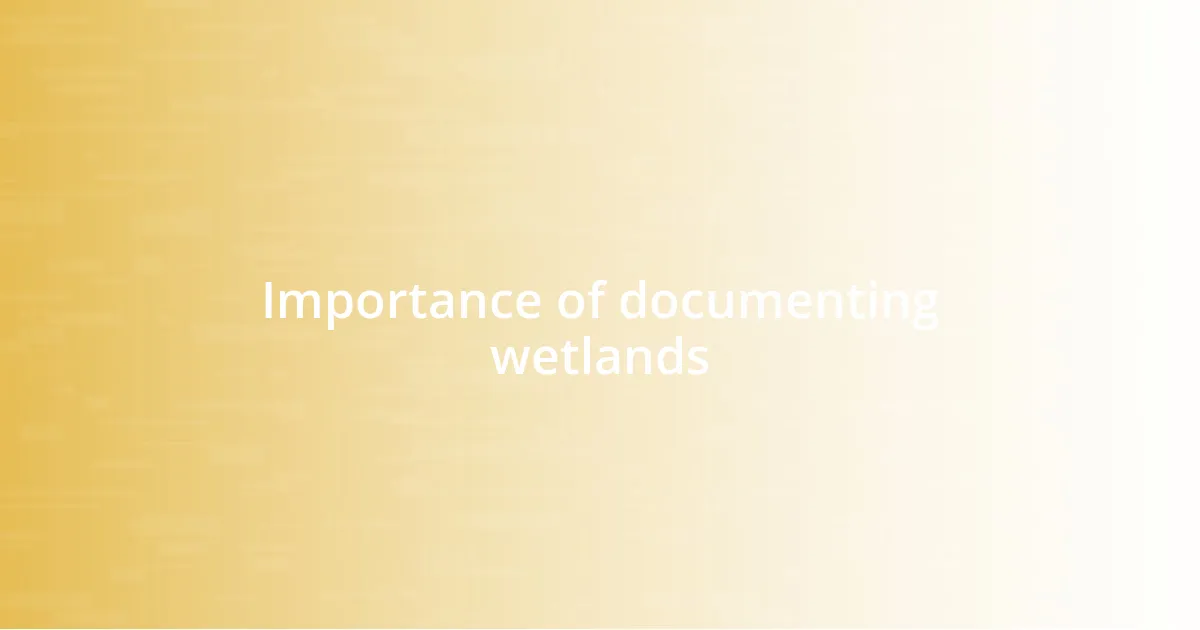 Importance of documenting wetlands