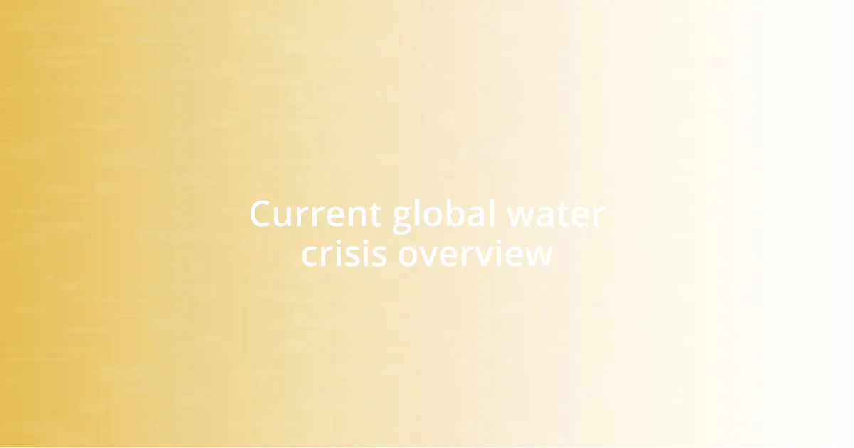 Current global water crisis overview