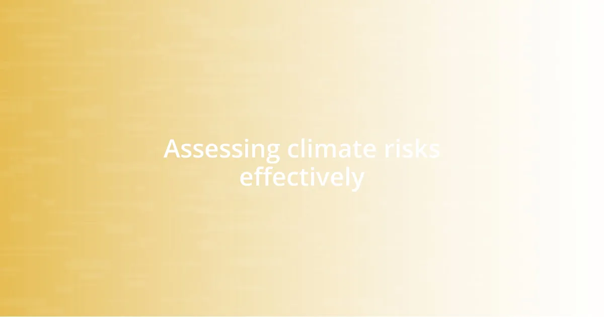 Assessing climate risks effectively