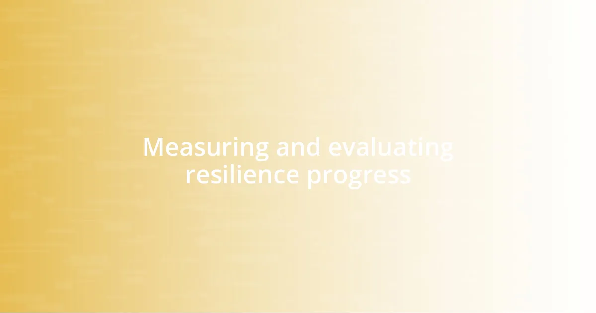 Measuring and evaluating resilience progress
