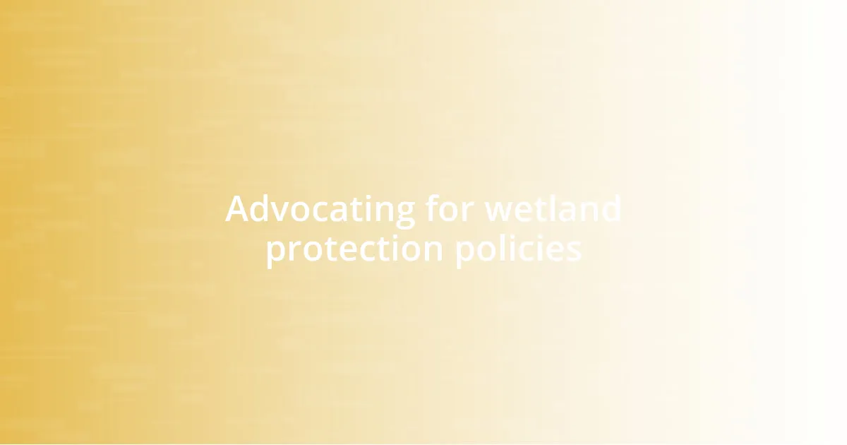 Advocating for wetland protection policies