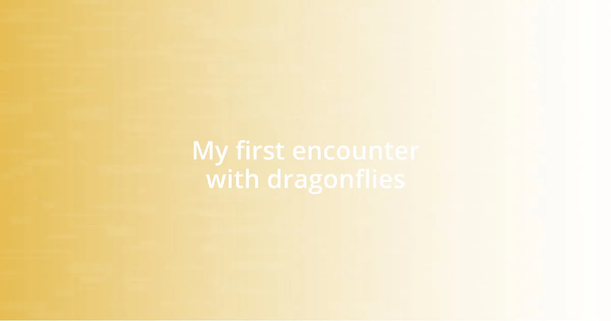 My first encounter with dragonflies
