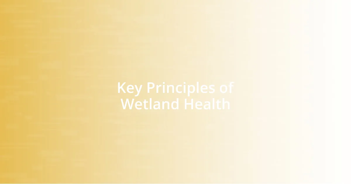 Key Principles of Wetland Health